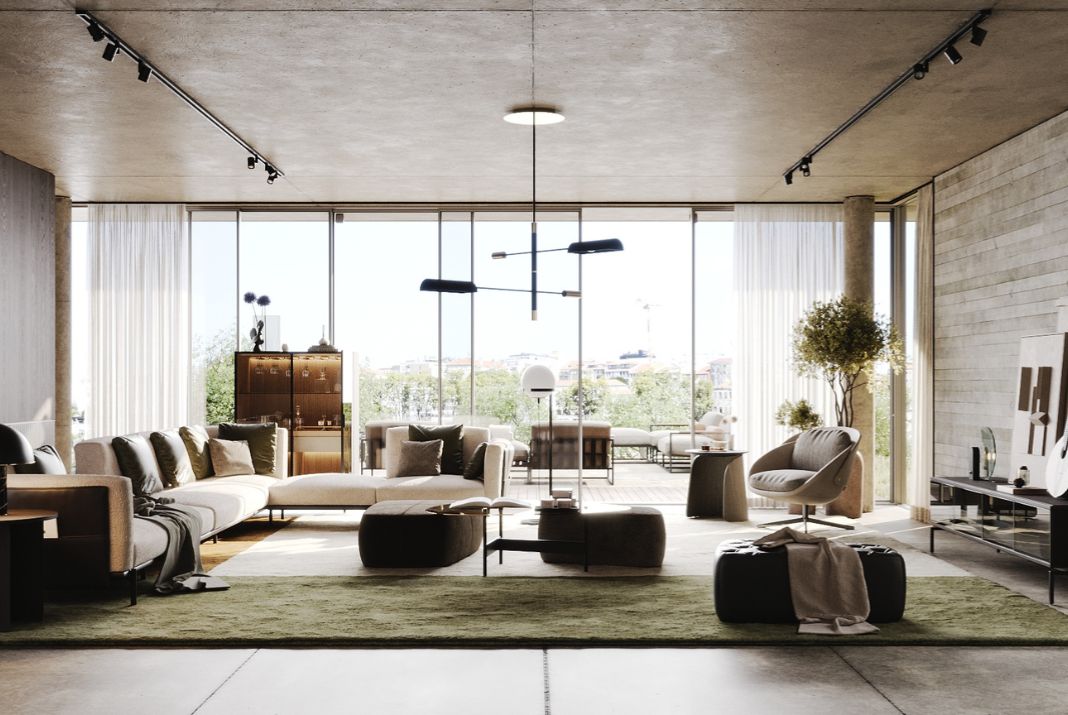 Douro house living room illuminated by Randolph Suspension Lamp